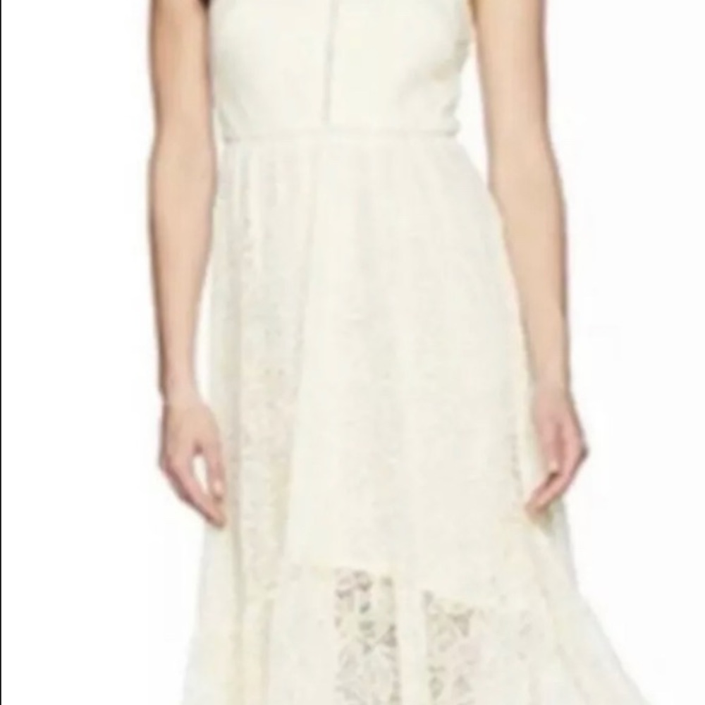 Vince Camuto lace halter sundress size 12 Ivory High Low Hem Lined $148 NWT